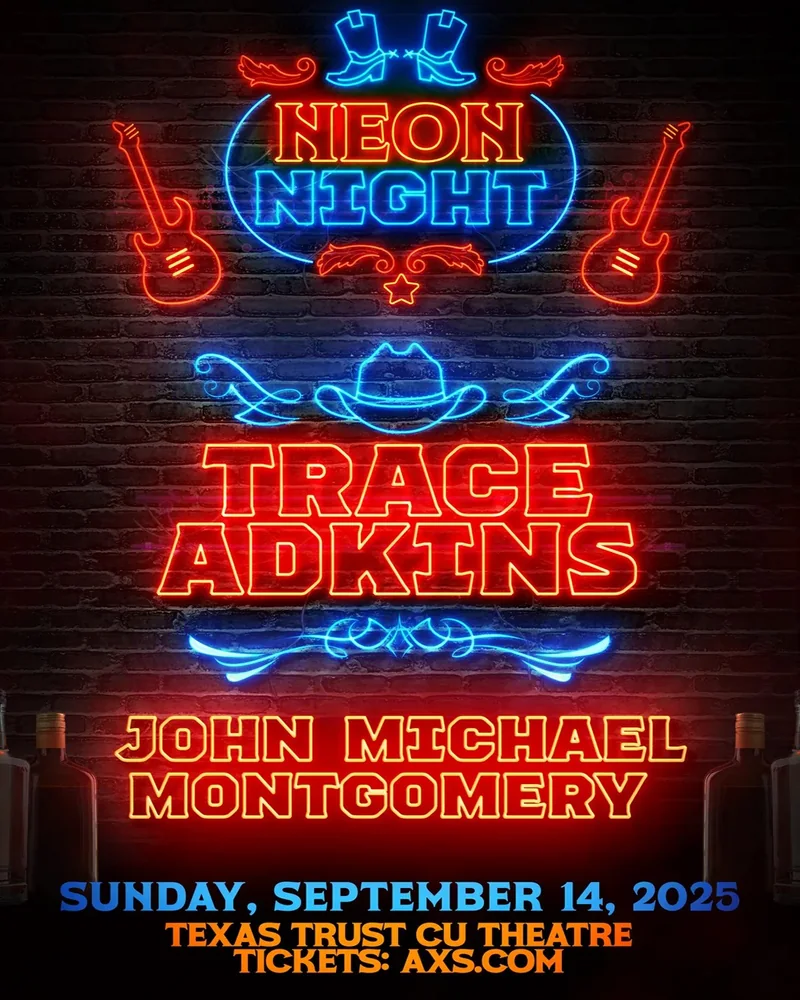 Neon Night concert poster for Trace Adkins and John Michael Montgomery