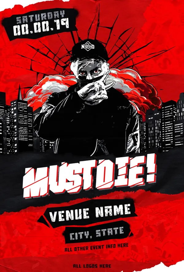 MUST DIE! event flyer