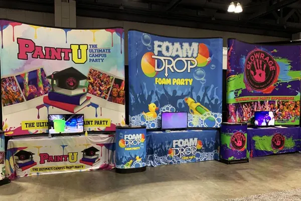 Paint U and Foam Drop event booth graphics