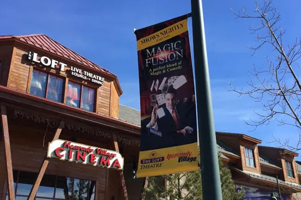 Street banners at The Loft theatre